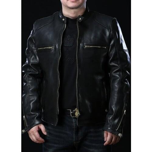 1840 Rock Can Roll Read Description! Asian Size Mens Good Quality Stylish Genuine Sheep Leather Jacket