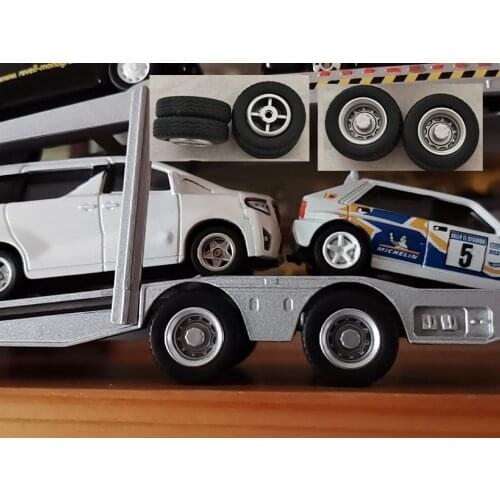 4PCS (for one car) 1/64 Alloy Model Car Tires + Wheels + Shafts for 1:64 Mini Toy Cars DIY Accessories