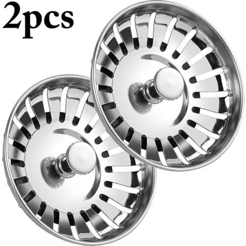 2pcs High Quality Stainless Steel Kitchen Sink Strainer Stopper Waste Plug Sink Filter Filtre Lavabo Bathroom Hair Catcher