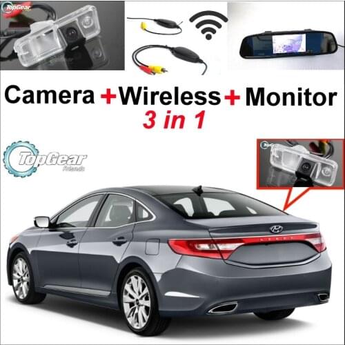 3 in1 Special Rear View Camera + Wireless Receiver + Mirror Monitor Easy Backup Parking System For Hyundai Azera HG 2011~2015