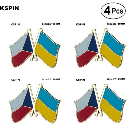 Czech Rep. & Ukraine Friendship Lapel Pin Flag badge Brooch Pins Badges 4Pcs a Lot
