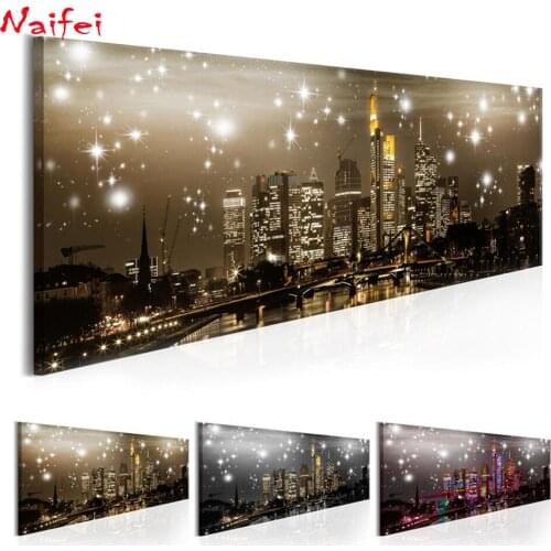 Large City Building Night Scene Diamond Painting Rhinestone 5D DIY Diamond Embroidery,Cross Stitch Gradient warm color art