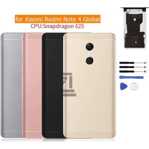 For Xiaomi Redmi Note 4 Global Battery Back Cover Metal Rear Door Housing + Card Tray Holder Replacement Repair Spare Parts