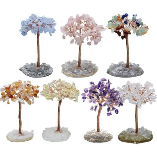 Desktop Decor, Crystal Tree Shaped Ornament Figurine Decorative Artware for Home Shops Office