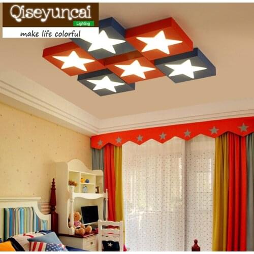 Qiseyuncai Childrens room, cartoon, pentagram, acrylic led, ceiling lamp, boy room, personalized American household lamps