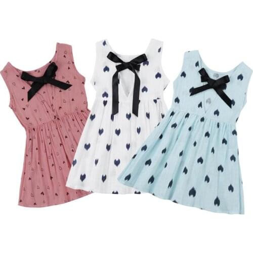 Baby Dress For Girls Vintage Cotton Blend Top Cotton Girl Sleeveless Backless Crochet Pattern Bow Princess Evening Dress