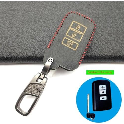 For Toyota Camry Corolla Avalon Rav4 Land Cruiser 2018 Car Remote Key Holder Protector 3 Button Leather Key Fob Shell Cover Case