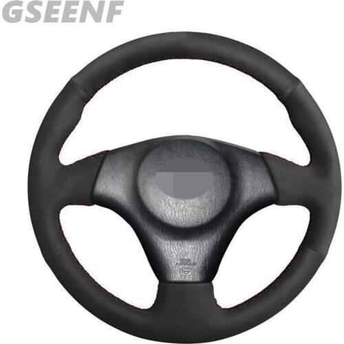 Car Steering Wheel Cover For Toyota RAV4 1998-2003 Celica 1998-2004 2005 Corolla (US) 2003 Black Hand-stitched Suede