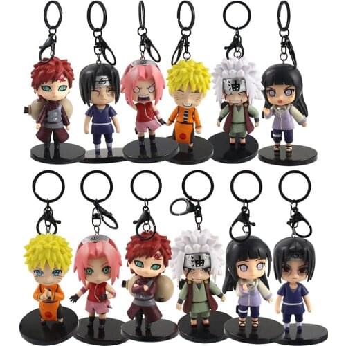 6pcs/Set 9-10cm Naruto Shippuden Anime Sasuke Gaara Jiraiya Sakura Hyuga Hinata PVC Action Figure Mini Model Toys Keychain Gift