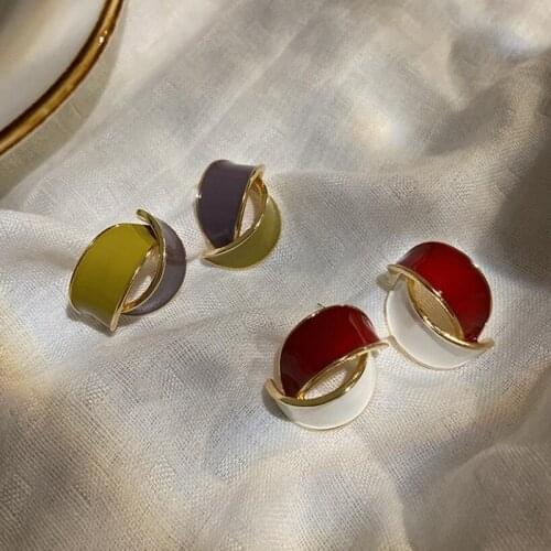 Exknl Vintage Korean Stud Earrings for Women Girl Round Geometric Ethnic Party Flower Weddings Earrings Jewelry Gifts 2021