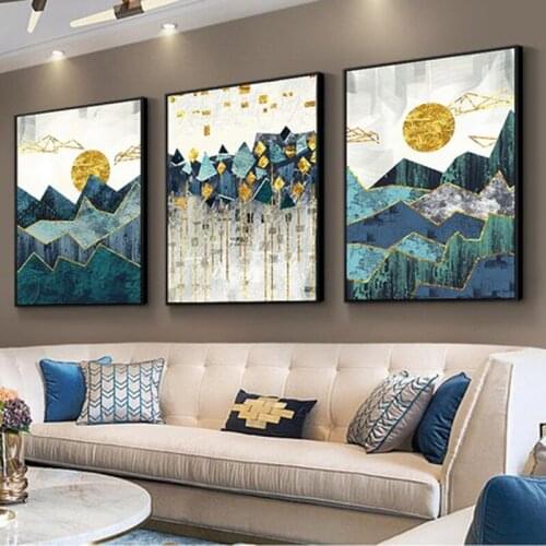 Geometric Sun landscape Abstract Art Canvas Paintings Nordic Wall Prints Posters Pictures Decoration for Living Room Decoration