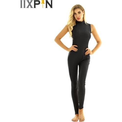Gymnastics Leotards for Women One-piece High Neck Sleeveless Stretchy Unitards Bodycon Jumpsuits Rompers Yoga Dance costume