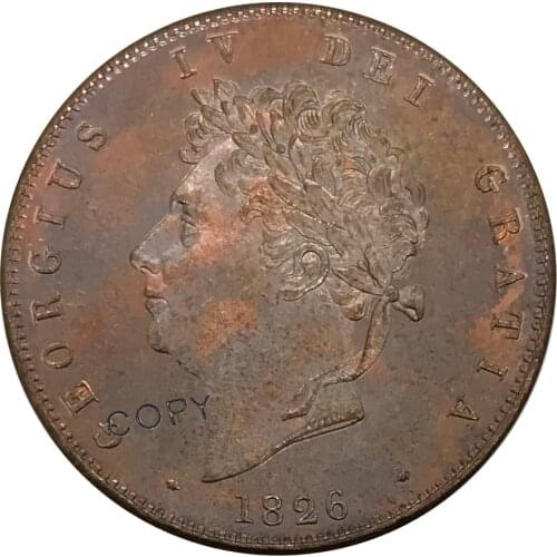1826 United Kingdom 1 One Penny George IV Red Copper collectibles Copy Coin
