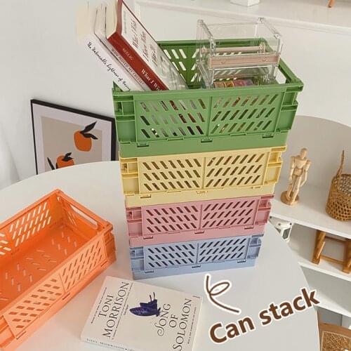 5 Colors Big Small Size Desktop Storage Basket Office DIY Foldable Plastic Cosmetic Jewelry Organizer Box School Stationery