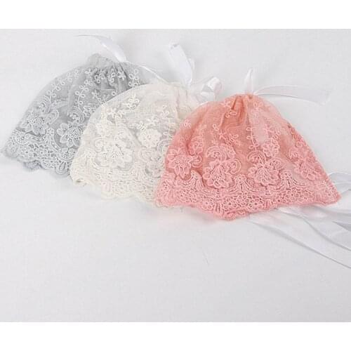 Lace Baby Hat Girl Boy Toddler Lovely Infant Kids Caps Newborn Photo Lacing hat solid colors 14X17cm Baby Photography Props