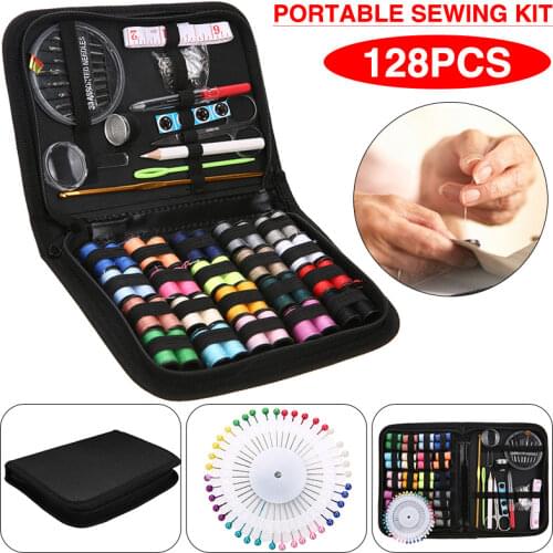128pcs Household Sewing Kit Emergency Thread Needle Tape Set High Quality Embroidery Crafts Sewing Crochet Tool Bag