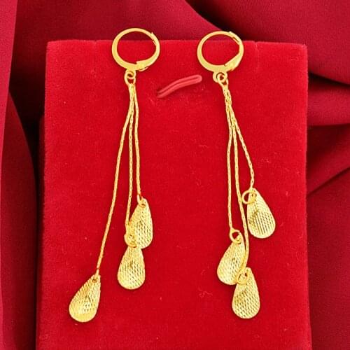 Real 100% 14 K Yellow Gold Tassel Earrings for Women Fine Orecchini Bizuteria Gemstone 14K Gold Garnet Jewelry Drop Earrings