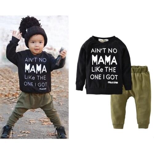 New 2020 Autumn Newborn Baby Boys Clothes Cotton Long Sleeve Letter MAMA Top+Pants Infant 2 Pcs Baby Girls Clothing Set