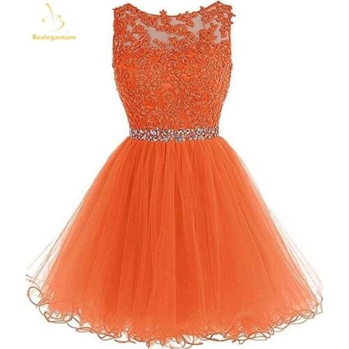 Bealegantom New Cheap Tulle Short Homecoming Dresses For Juniors Women Plus Size Appliques Graduation Party Prom Formal Gown