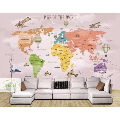 Bacal Custom 5D wallpaper cartoon world map tv background wall living room bedroom children room background 3d wallpaper murals