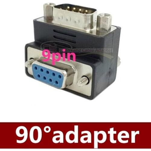 Wholesale 50pcs/lot Free shipping RS232 male to female, 90 degrees of screws with DB9 9 pin male to female right angle bend