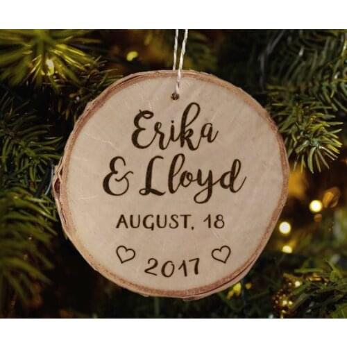 Personalize wedding Newly Married couples Mr&MRS Wood Burned Ornaments customize Married Couple first Christmas hanging signs