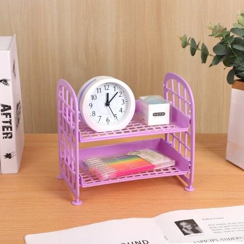 JIANWU Simple Double Layer Plastic Storage Shelf Removable Desktop Storage Manage Journal Sundries Storage Box for Stationery
