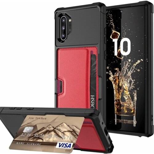 Luxury PU Leather Wallet Case For Samsung Galaxy Note 10 Plus / Note 10+ Cases Wallet Flip Cover Buckle For Note10+ Fundas Case