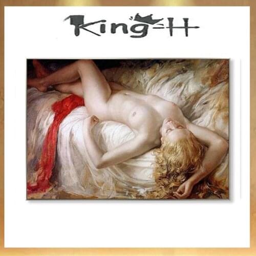 Hand-painted Nude Girls Oil Painting on Canvas Poster Wall Art Portrait Picture For Living Room Home Decoration