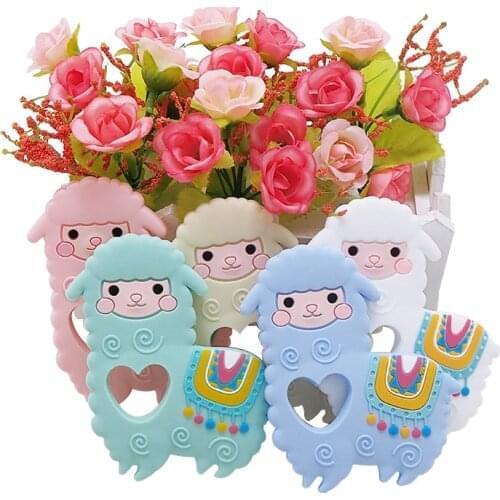 Henkai 10PCS Silicone Alpaca Teethers Food Grade Baby Cartoon Pacifier Teething For Baby Nursing Accessories and Gifts BPA Free