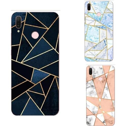 Geometric Marble silicone phone case For Huawei Honor 8 9 9A 9C 9i 9N 9S 9X 10 10i 10X Lite Pro Premium aesthetic phone case