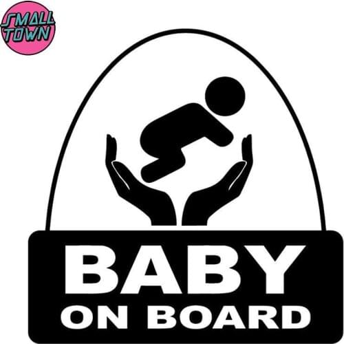Small Town 15.9X15.9CM Creative Cartoon BABY ON BOARD Warning Car Sticker Vinyl Decal Bumper Window Decoration C25-0101