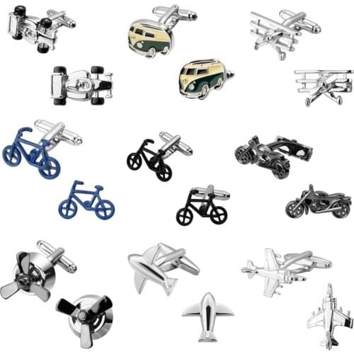 Are transportation design of bicycle and motorcycle wheel aircraft brand Cufflinks Mens Jewelry shirt cuff Cufflinks