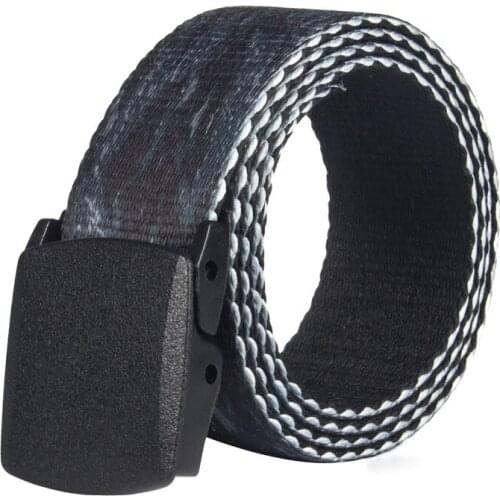 Trend Fashion Canvas Men Belt Patchwork Color Pattern Smooth Buckle Mens Belts Casual Youth Students Wild Belts Nylon Belts