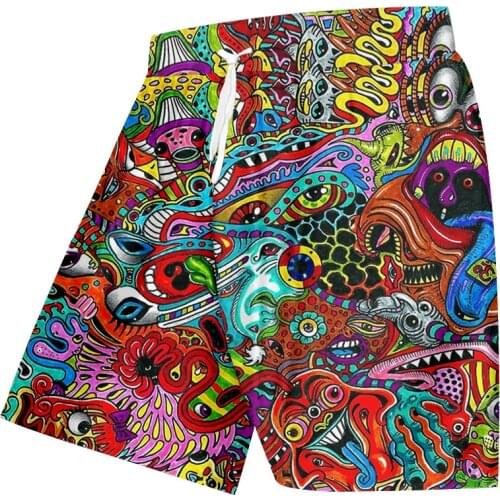 UJWI Cartoon Color 3D Short Pants Psychedelic Eyes Short Sweatpants Animal Cute Hip-hop Top Quality Shorts Men’s Oversized 5XL