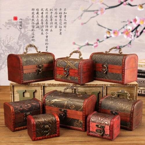 Vintage Jewelry Box Jewellery Organizer Storage Case Mini Container Decorative Wooden Beauty Boxes