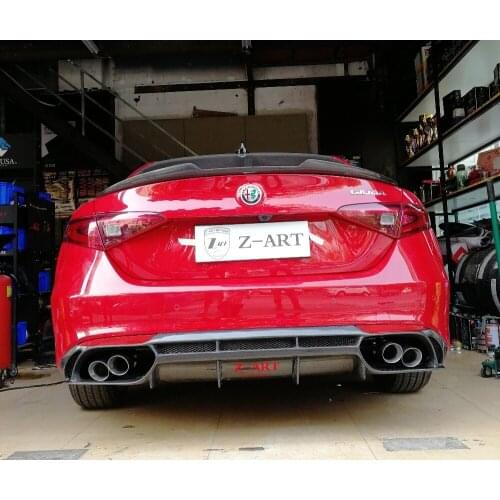 2016-2019 Z-ART for Giulia carbon rear lip carbon fiber rear diffuser with exhaust pipes for Giulia
