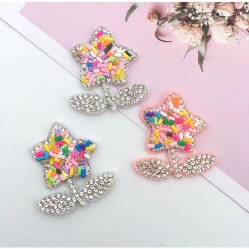 15pcs Sparkling Rhinestone Flower Pattern Clothes Patches DIY Bling Hair Clip Accessories Applique DIY