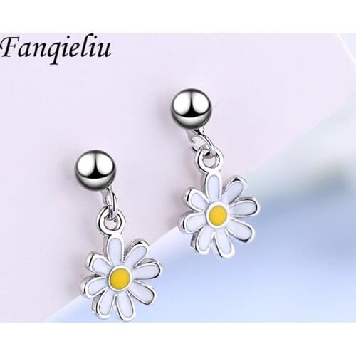 Fanqieliu Retro Plant Flower Earring Women Real 925 Sterling Silver Stud Earrings For Woman FQL20459