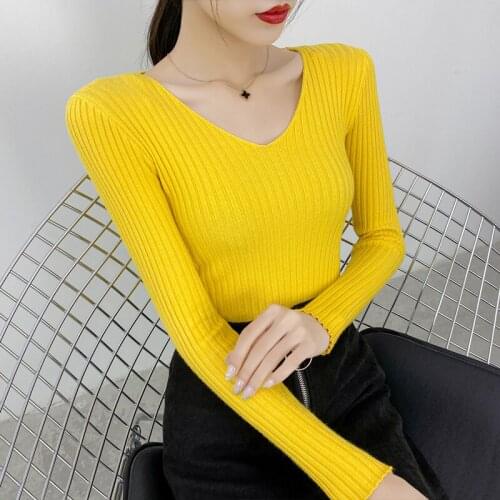 Women Sweaters Knitted Jumper Autumn Winter Tops Pullovers Casual Sweaters Women Shirt Long Sleeve Short Slim Sweater Girls