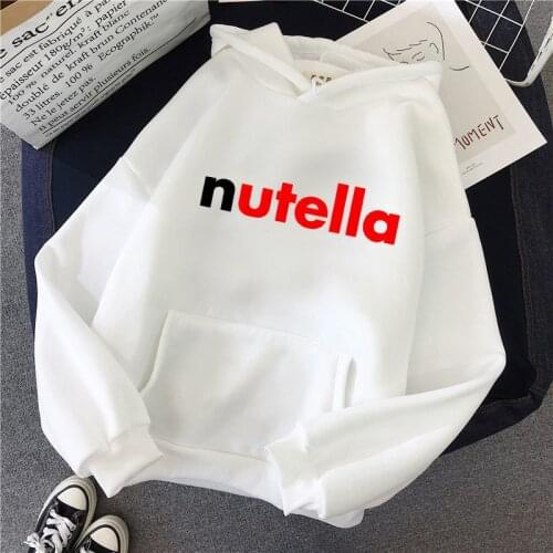 Women Autumn/Winter Harajuku Graphic Sweatshirt Nutella Kawaii Printed Ladies Hooded Pullover Top Ladies Hoodie Casual Women