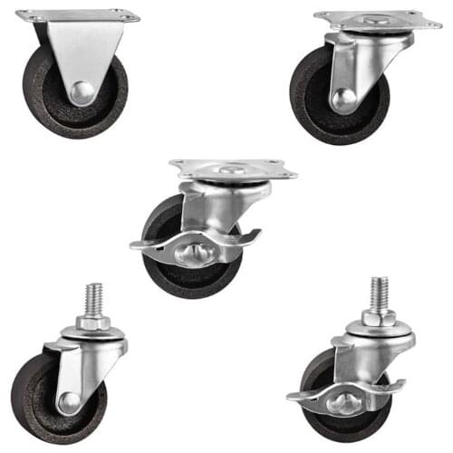 1PC 360 Degree Swivel Caster Wheels Black with brake no brake with pad stem Heavy Duty No Noise For Cabinet Sofa Caster