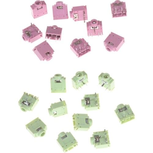 10pcs/lot 3.5mm PCB Mount Stereo Jack Female 5 Pins Stereo Headset Interior PCB Mount Audio Jack Socket 2Colors