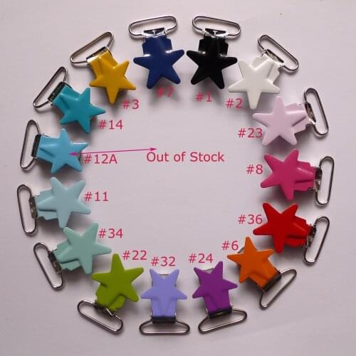 17pcs 1'' 25mm 17 Colors Assorted Enamel Star Suspender Clips