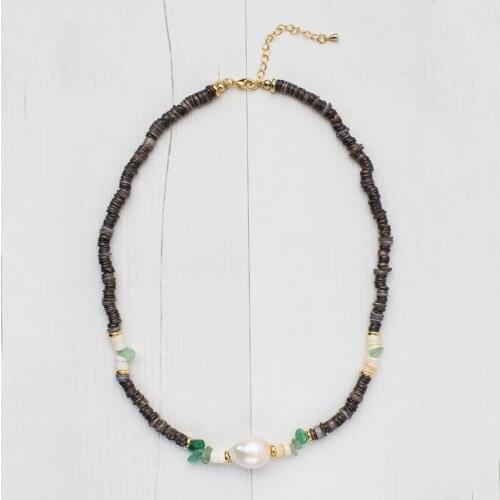 2020 New Trendy Black Stone Necklace Women Baroque Pearl Pendant Choker Banquet Party Luxury Jewelry Accessories Gift For Friend