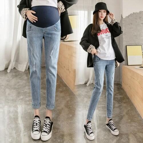 361# Maternity pants Spring Autumn Slimming Maternity Jeans Belly Support Pants Elastic Waist Maternity Trousers