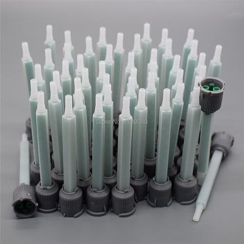 50pcs Epoxy Resin Adhesive 1:1 Mixing Nozzle Applicator Static Mixer AB Glue Gun Mixed Tube Square Static Mixing Nozzle Tool Set