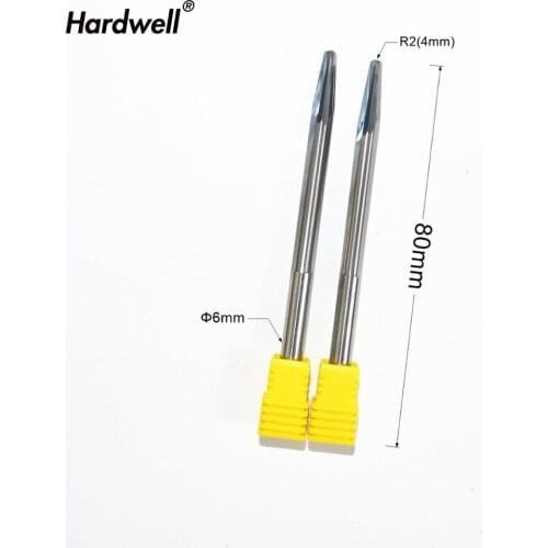 6mm*R2*80L-free shipping 2 edge straight taper ball nose end mill,woodworking router bit,wood tool,spherical cone milling cutter