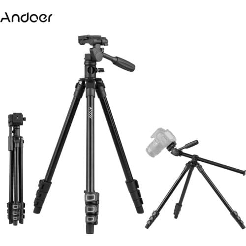 Andoer Q160HA Video Tripod Mount Heavy Duty Camera Tripod 3-Way Pan&Tilt Head for DSLR Cameras Camcorders for Canon Nikon Sony
