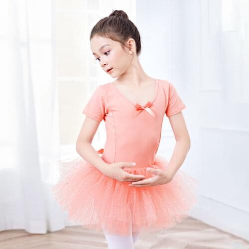Girls Tutu Princess Dress V Back Sequin With Polka Dot Ballet Dress Long Sleeve Gymnastics Costume Kids Korean Tulle Dress